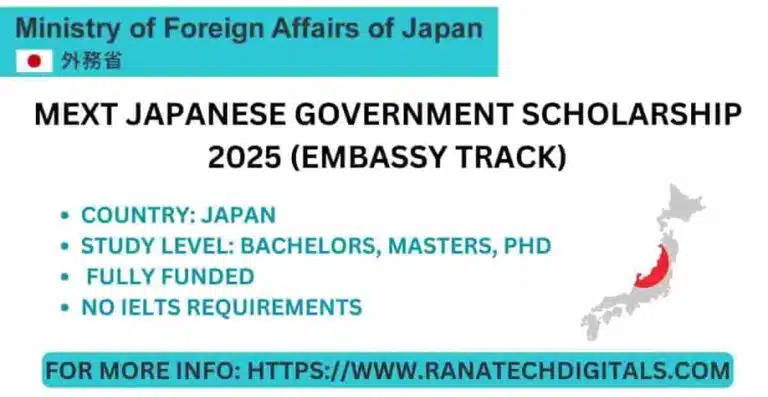 MEXT Japanese Government Scholarship 2025 (Embassy Track) | Fully Funded